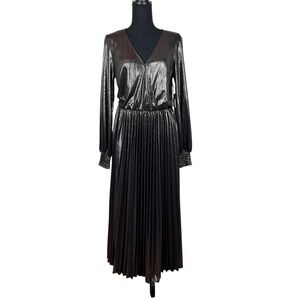 Sage + Fig Metallic Pleated‎ Dress - size Small